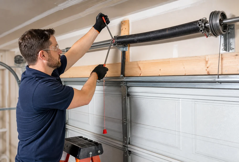 Garage door springs cables and replacement parts service in Denton TX